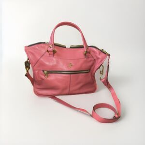 orYANY Pebbles Leather Sarah Satchel Bag Braided Tassel Crossbody Tote Dark Pink